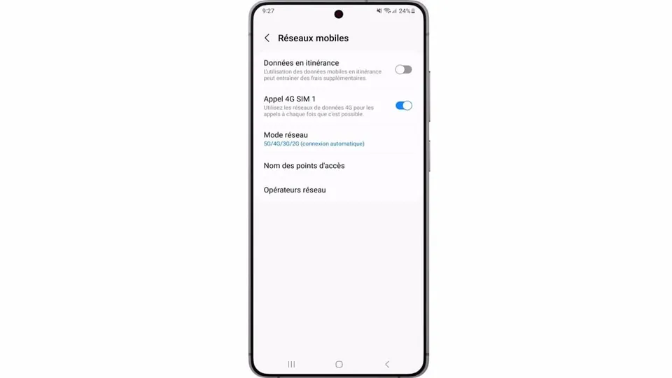 Appuyez sur ‘Mode réseau’.