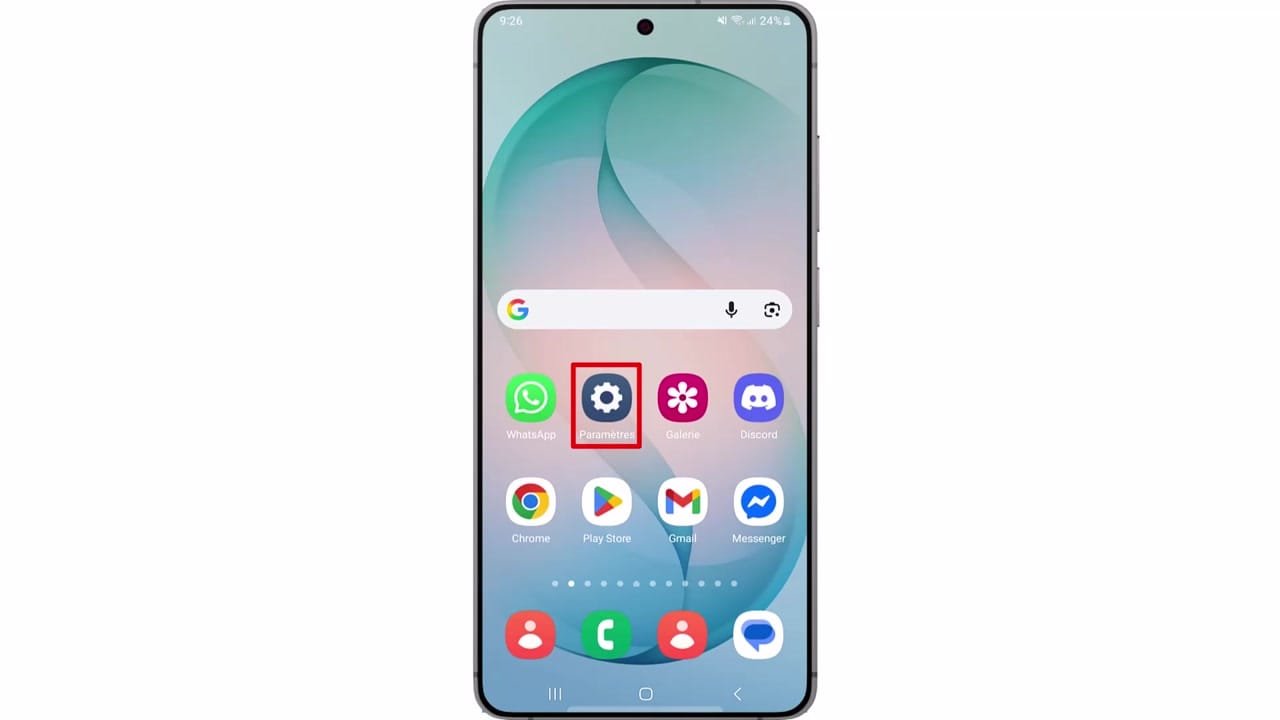 Ouvrez ‘Paramètres’ sur votre Samsung S26.