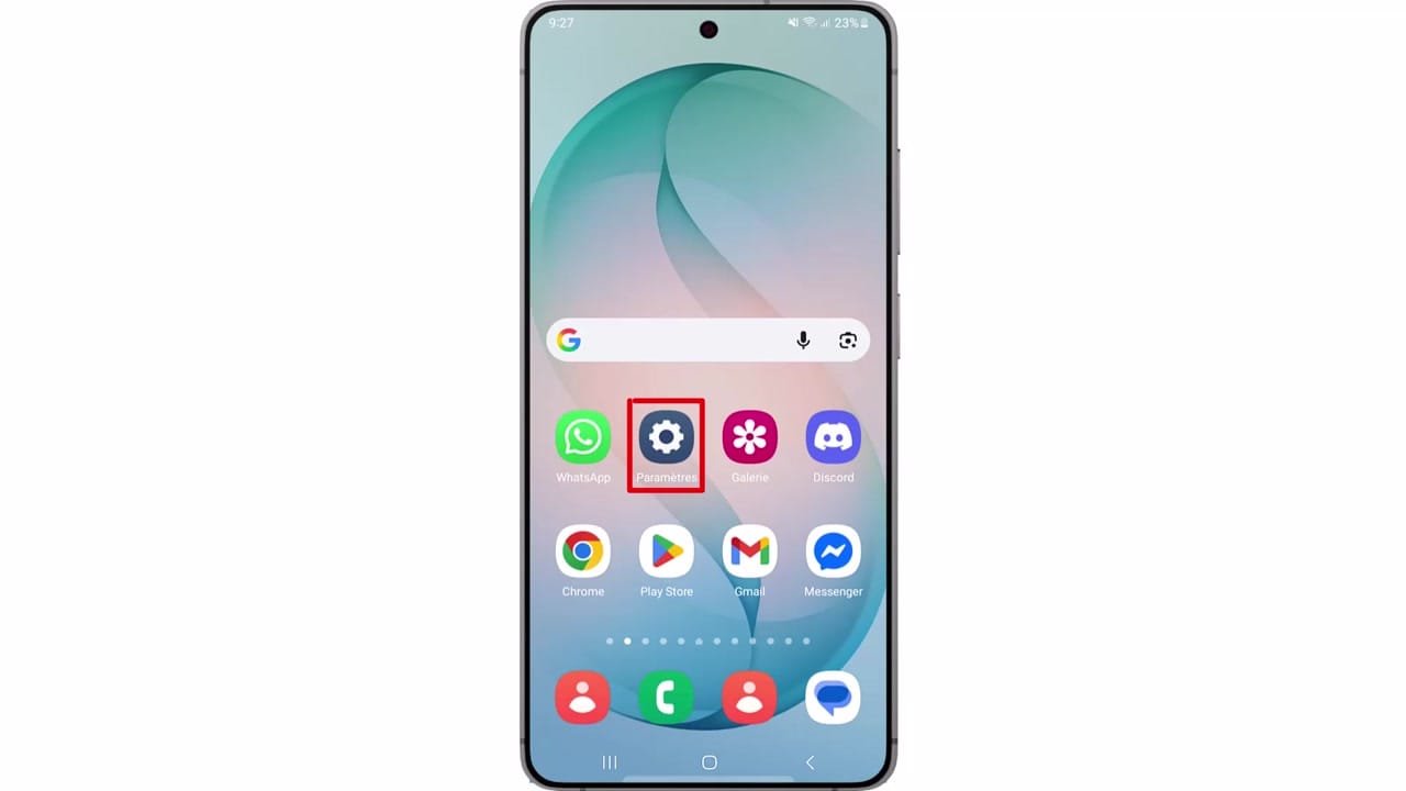 Étape 1 : Ouvrez ‘Paramètres’ sur votre Samsung S26. Ouvrez ‘Paramètres’ sur votre Samsung S26.