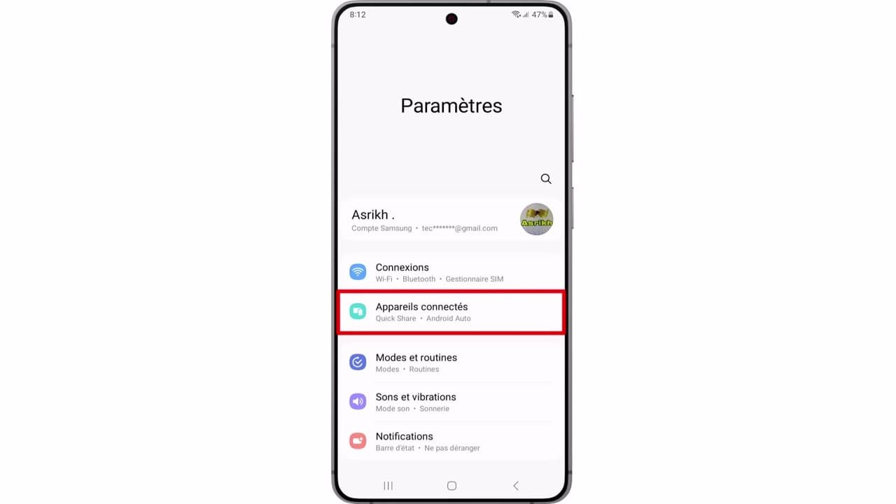 Accédez à ‘Appareils connectés’.