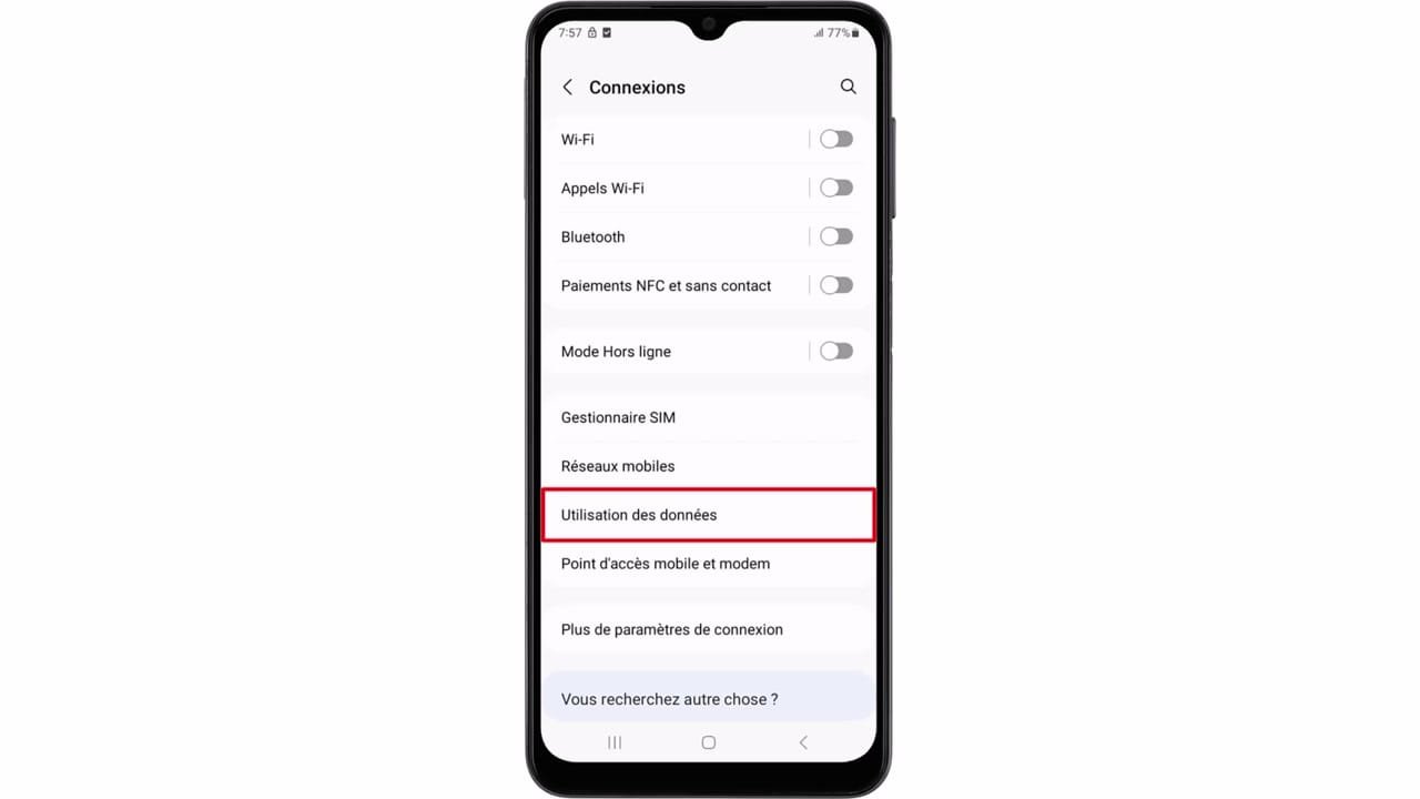 Étape 3 : Accédez à ‘Utilisation des données’. Accédez à ‘Utilisation des données’.