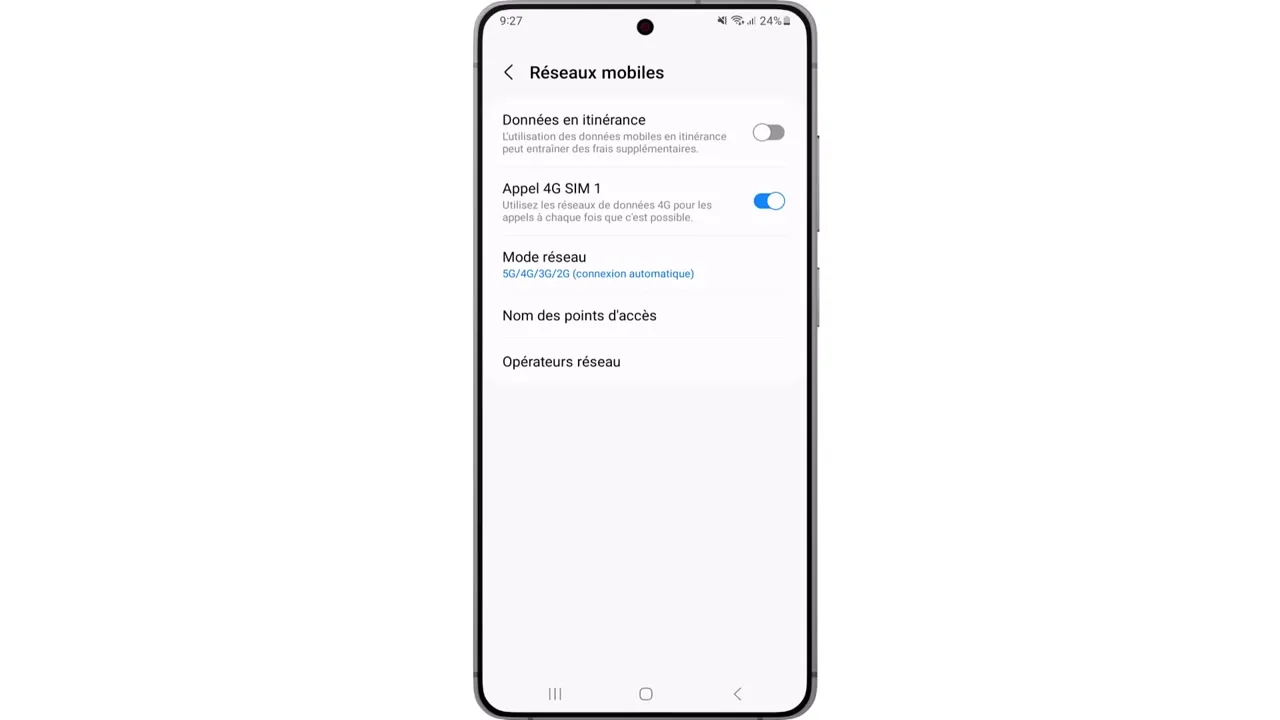 Étape 4 : Appuyez sur ‘Mode réseau’. Appuyez sur ‘Mode réseau’.