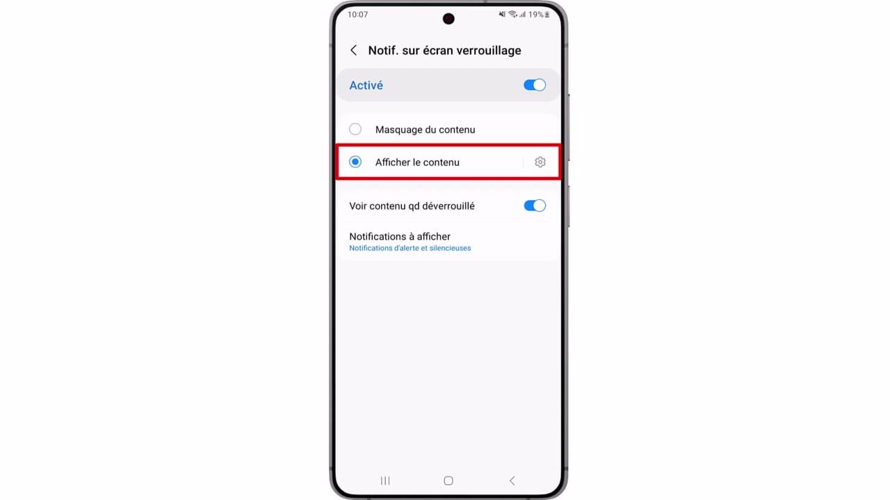 Choisissez l’option pour afficher les notifications.