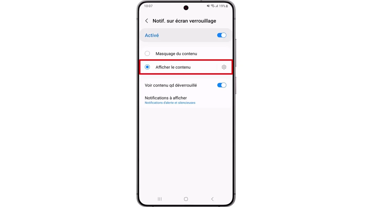 Choisissez l’option pour afficher les notifications.