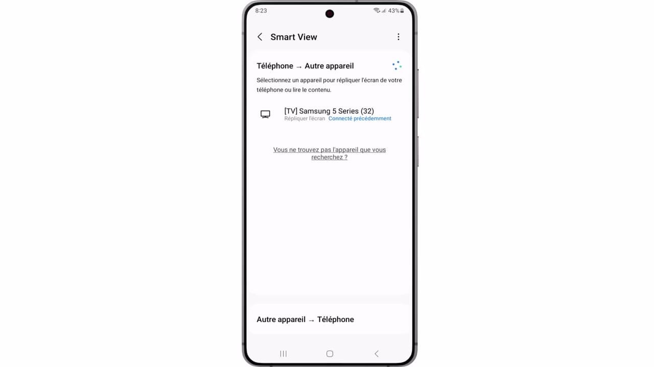 Attendez que votre téléphone détecte votre télévision.