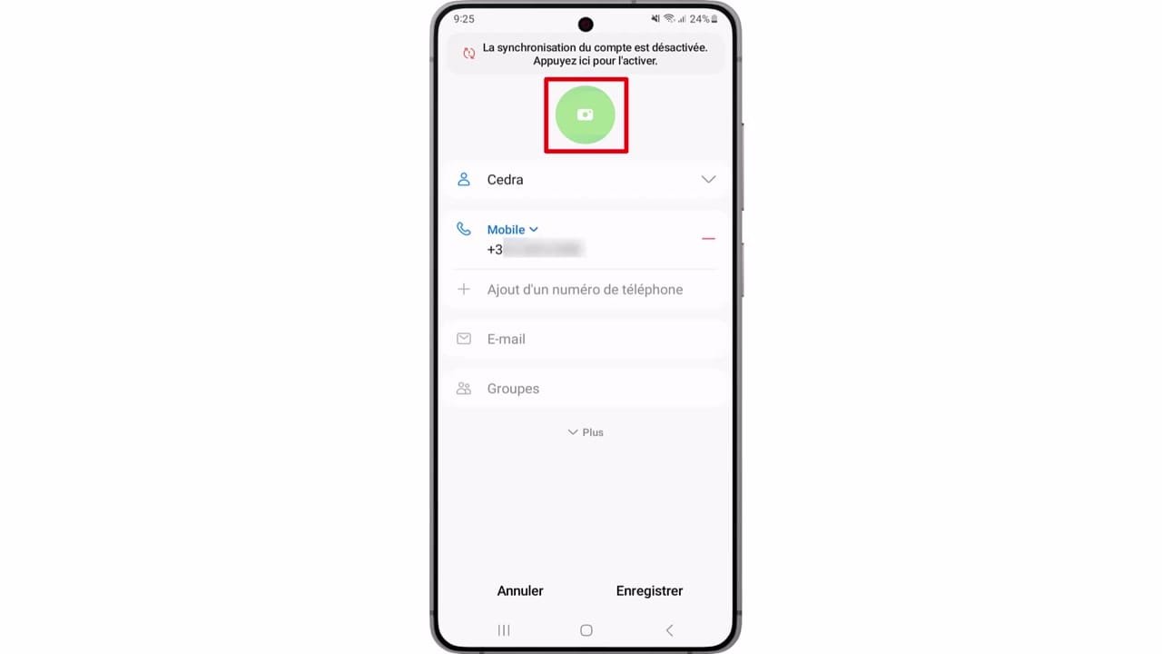 Touchez l’emplacement de la photo de profil.