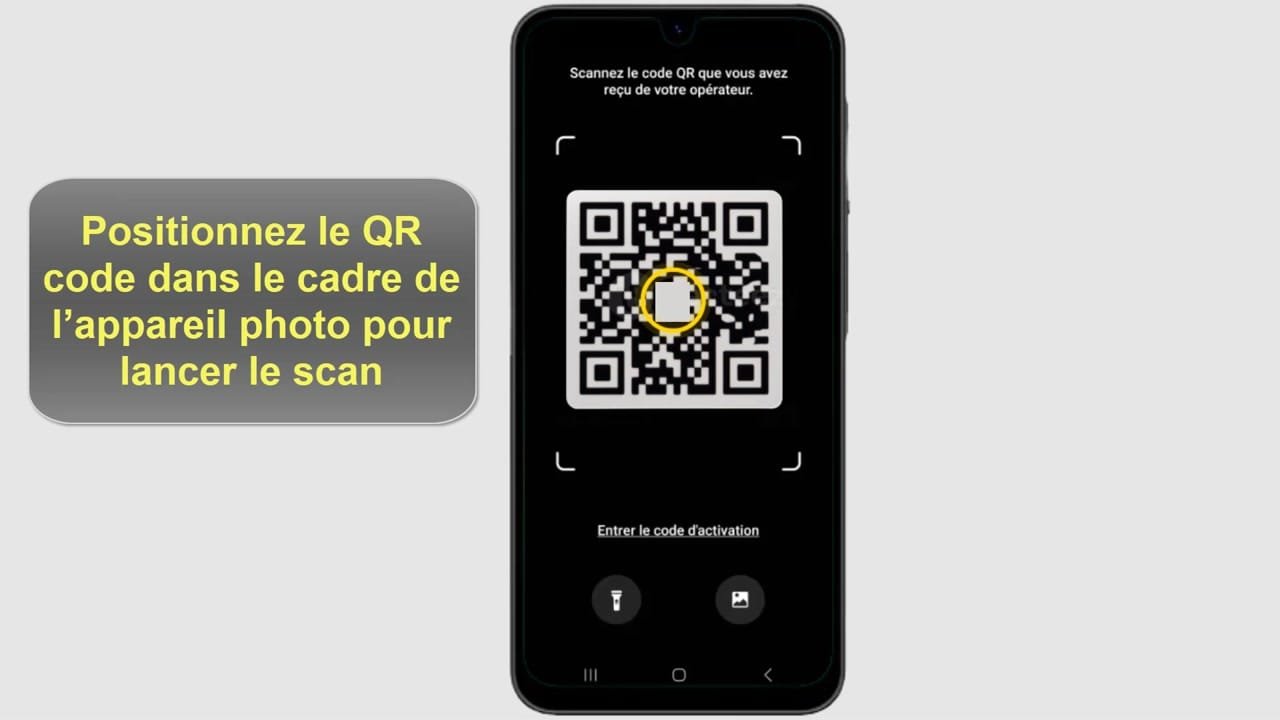 Étape 6 : Positionnez le QR code dans le cadre de l’appareil photo pour lancer le scan. Positionnez le QR code dans le cadre de l’appareil photo pour lancer le scan.